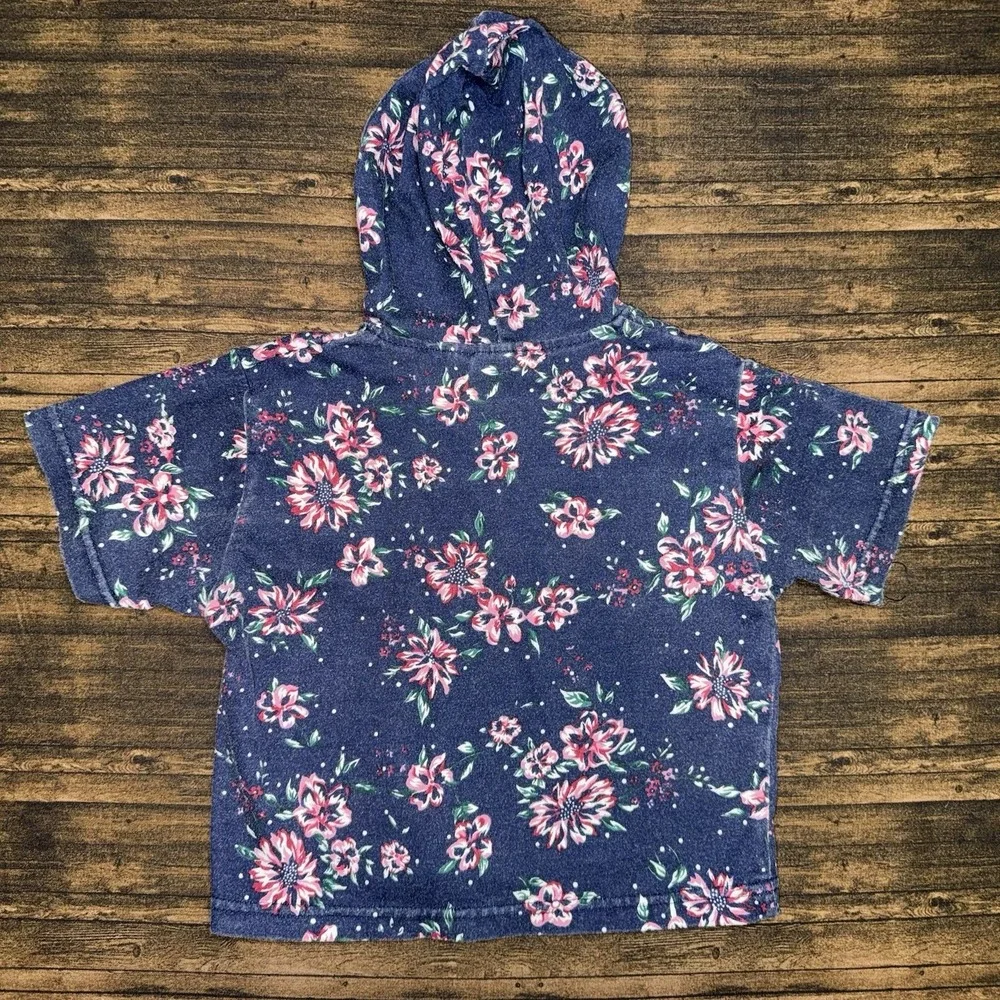 The Children's Place Hoodie Toddler 12-18M Blue Vintage 90s Floral